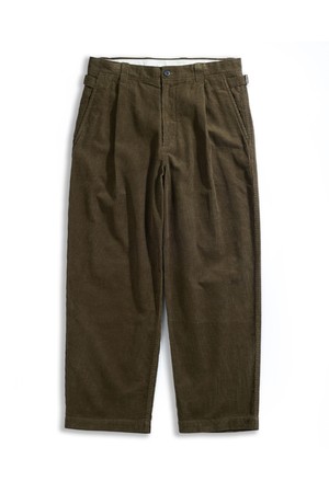 코듀로이 원턱 와이드 팬츠 - 올리브