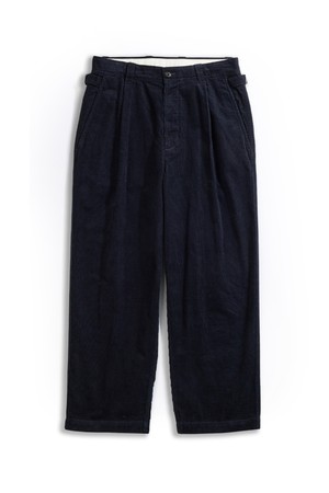 코듀로이 원턱 와이드 팬츠 - 다크 네이비