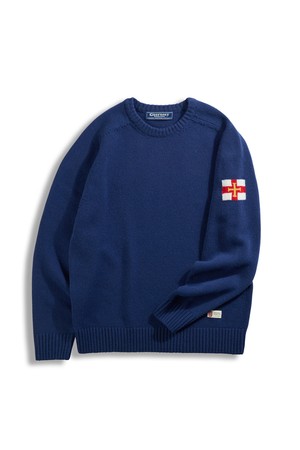 슈퍼 파인 메리노울 새들 스웨터 - 미드나잇 블루