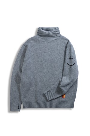 슈퍼 파인 메리노울 터틀넥 스웨터 - 그레이