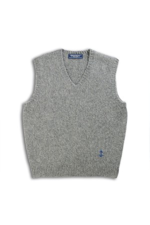 셔틀랜드울 브이넥 베스트 - 브러쉬드 그레이