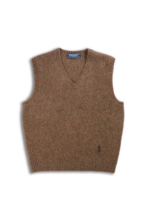 셔틀랜드울 브이넥 베스트 - 브러쉬드 브라운