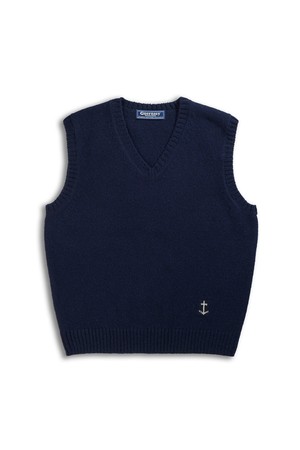 셔틀랜드울 브이넥 베스트 - 네이비
