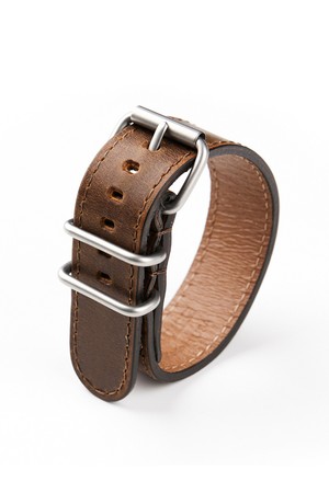 Duration 가죽 나토밴드 22mm 올리브 브라운 (더블 룹)