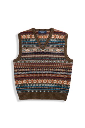 세인트피터 페어아일 브이넥 베스트 - 브라운