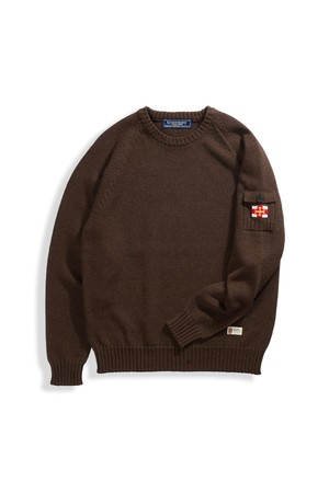 코튼 나그랑 포켓 스웨터 - 다크 브라운