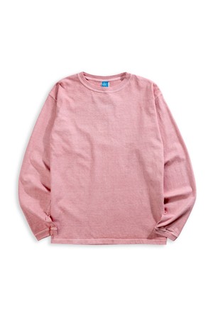 피그먼트 다잉 긴팔 티셔츠 - 코랄