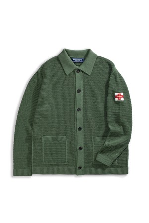 피셔맨 메쉬 카라 가디건 - 헌터 그린