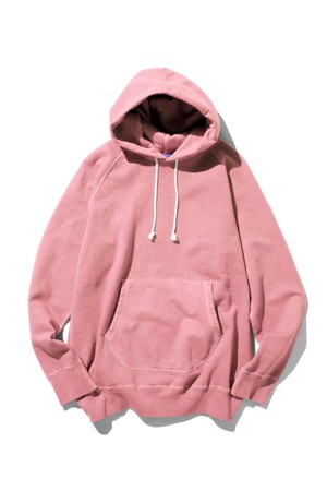 피그먼트 다잉 헤비코튼 후드 맨투맨 - 코랄