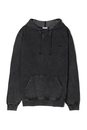 EMB 플리스 후드티 - 블랙 워시 미네랄