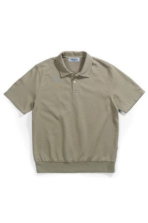 스웻 카라 반팔 티셔츠 - 올리브