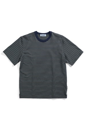 헤비 코튼 스트라이프 반팔 티셔츠 - 그린