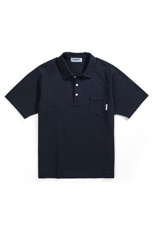 레글런 카라 반팔 티셔츠 - 블랙