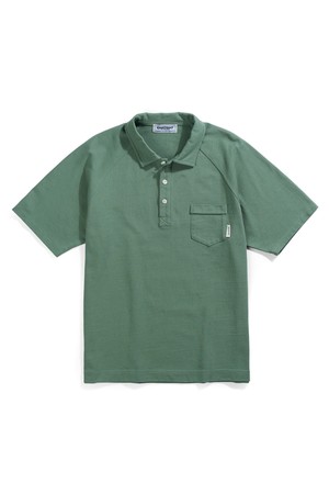 레글런 카라 반팔 티셔츠 - 바질 그린
