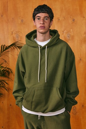 heavy weight sweat hoodie khaki