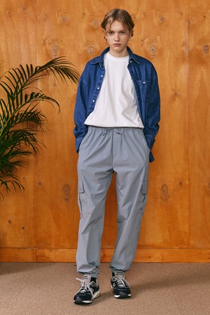 nylon jogger pants sky blue