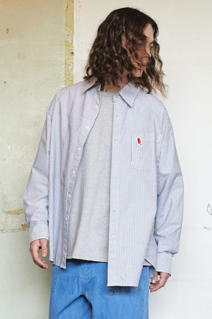 Parrot Wappen Oxford Stripe Shirt Gray