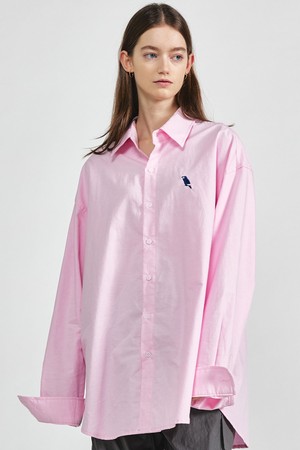 parrot embroidery shirt pink