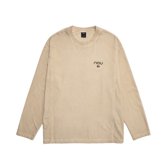 가먼트 다잉 싱글 긴팔 티셔츠 Beige