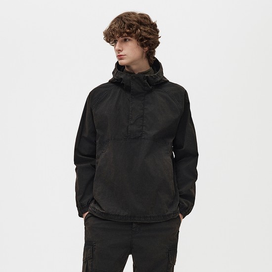 스노우 워싱 후드 아노락 Black