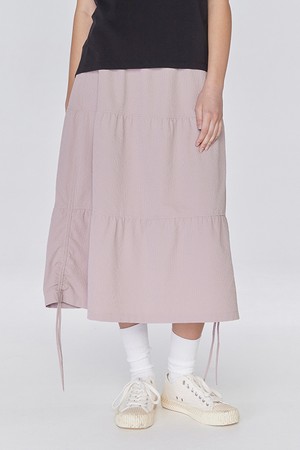 W 시어서커 티어드 스커트 Rose Pink