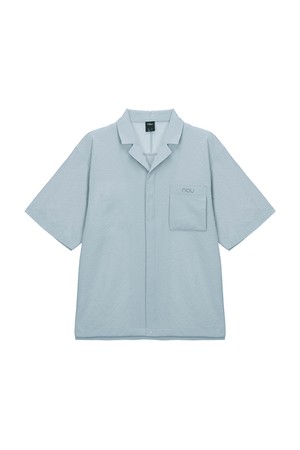 시어서커 오픈 카라 셔츠 Dark Blue