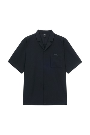 시어서커 오픈 카라 셔츠 Black