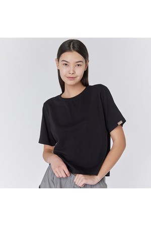 W 오가닉 컷오프 반팔티셔츠 Black