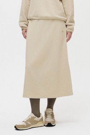 W 리프 플리스 스커트 Light Beige