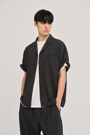 시어서커 오픈 카라 셔츠 2 Dark Gray