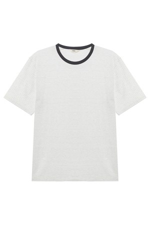 오가닉 스트라이프 반팔 티셔츠 Melange Gray