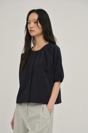 W 워케이션 볼륨 반팔 셔츠 Navy