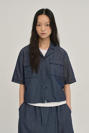 W 모달 데님 반팔 셔츠 Denim