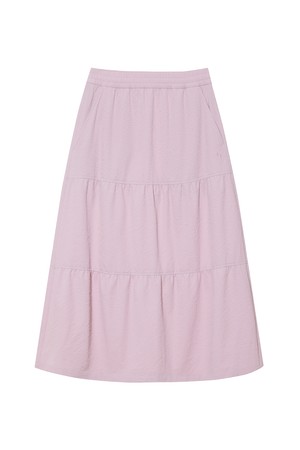 W 시어서커 셔링 스커트 Grayish Pink