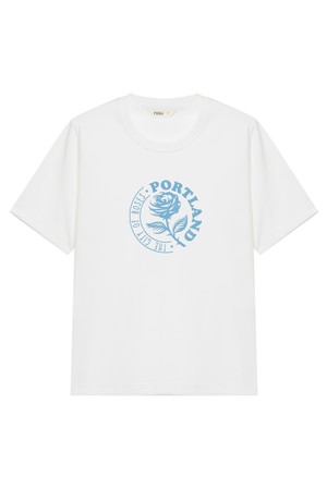 W 로즈 반팔 티셔츠 O.White