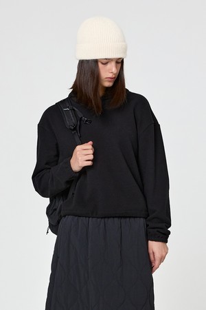 W 리프 플리스 후디 Black