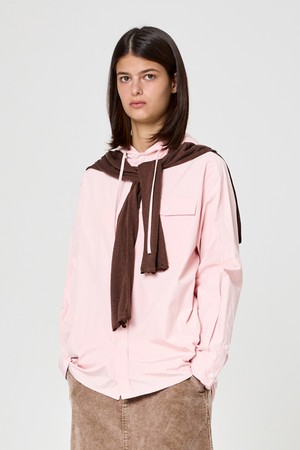 코튼 혼방 후드 셔츠 Coral Pink