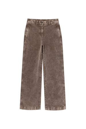 W 가먼트다잉 코듀로이 세미루즈 팬츠 Khaki Brown