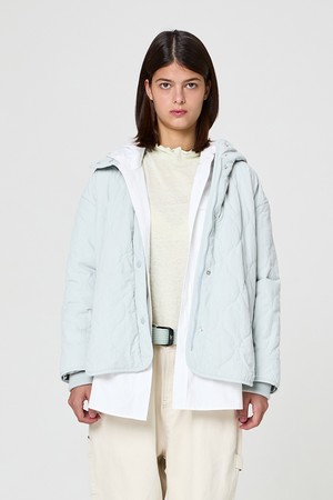 W 코지 패딩 후드 자켓 Grayish Blue