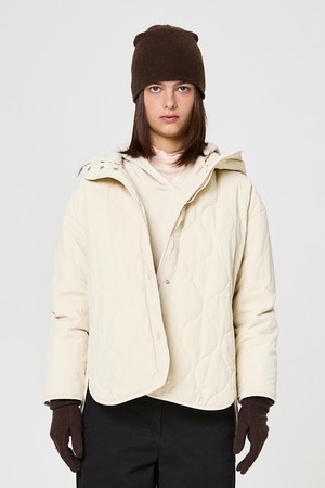 W 코지 패딩 후드 자켓 Light Beige