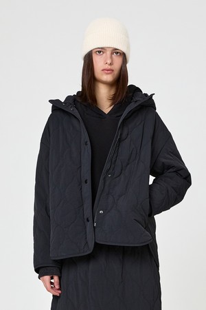 W 코지 패딩 후드 자켓 Black