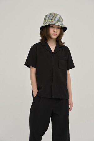 KIDS 시어서커 반팔 셔츠 Black