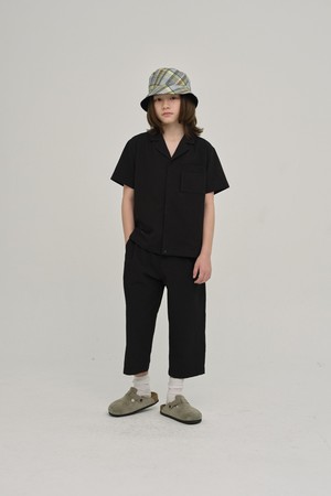 KIDS 시어서커 8부 팬츠 Black