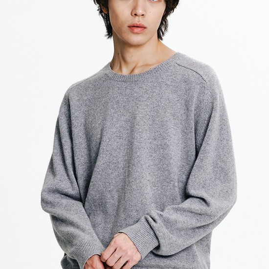 베이직 라운드넥 니트 Melange Gray
