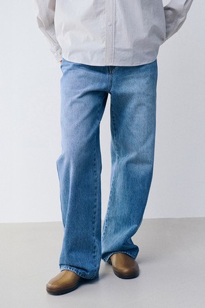 에센셜 데님 스트레이트 팬츠 Middle Blue