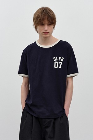 코튼 링거 반팔 티셔츠 2 Navy