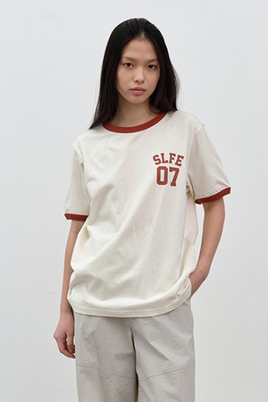 코튼 링거 반팔 티셔츠 2 Cream