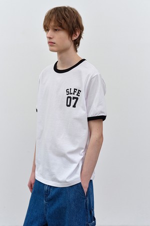 코튼 링거 반팔 티셔츠 2 White