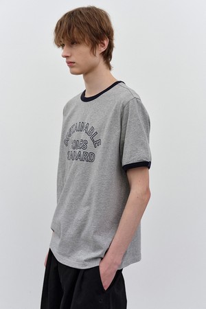 코튼 링거 반팔 티셔츠 Melange Gray