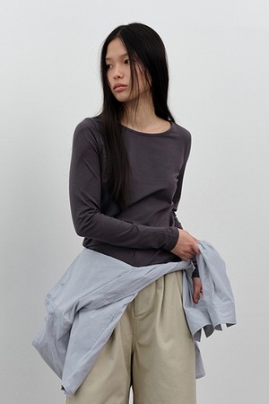W 모달 긴팔 티셔츠 Charcoal